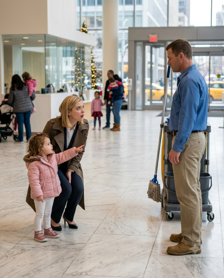 “Who Taught Her to Walk” — Billionaire Stunned as Her Girl Pointed to Her Single Dad Ex-SEAL Janitor