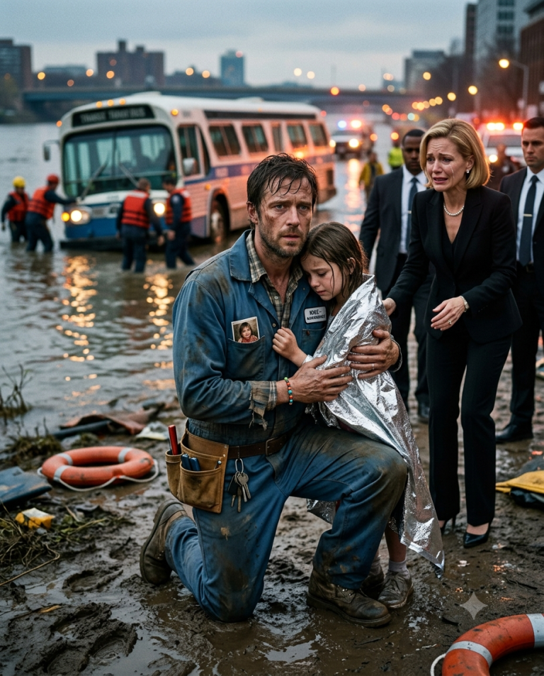 Poor Janitor Single Dad Saved an 8-Year-Old From a Sinking Bus — Unaware Her Mom Was a Billionaire